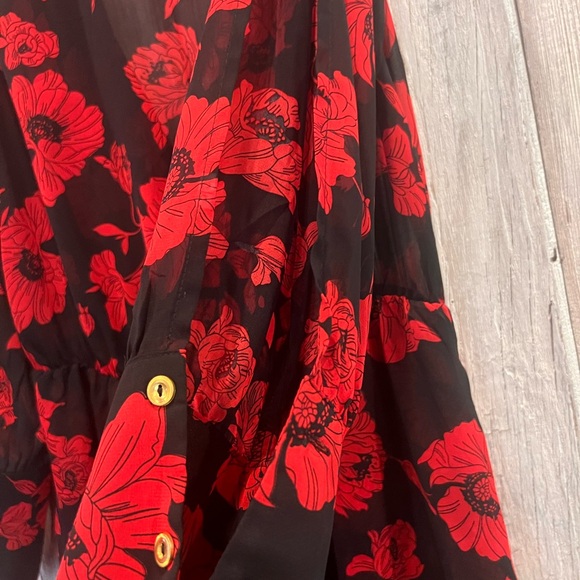 Miley+Molly Red/Black Floral Sheer Dress - Picture 9 of 10